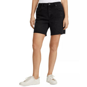 New Numero Womans Sz 27 High Rise Denim Shorts Black Distressed NWT